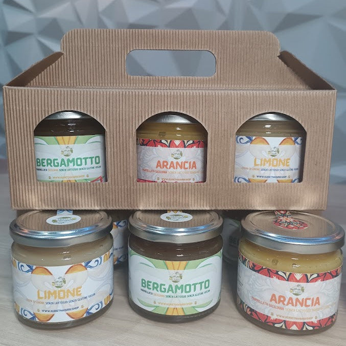 Marmellate Miste / Arancia,Bergamotto e Crema di limone 3 barattoli