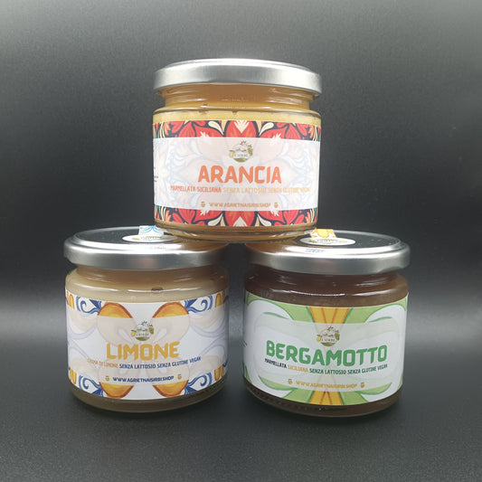 Marmellate Miste / Arancia,Bergamotto e Crema di limone 3 barattoli