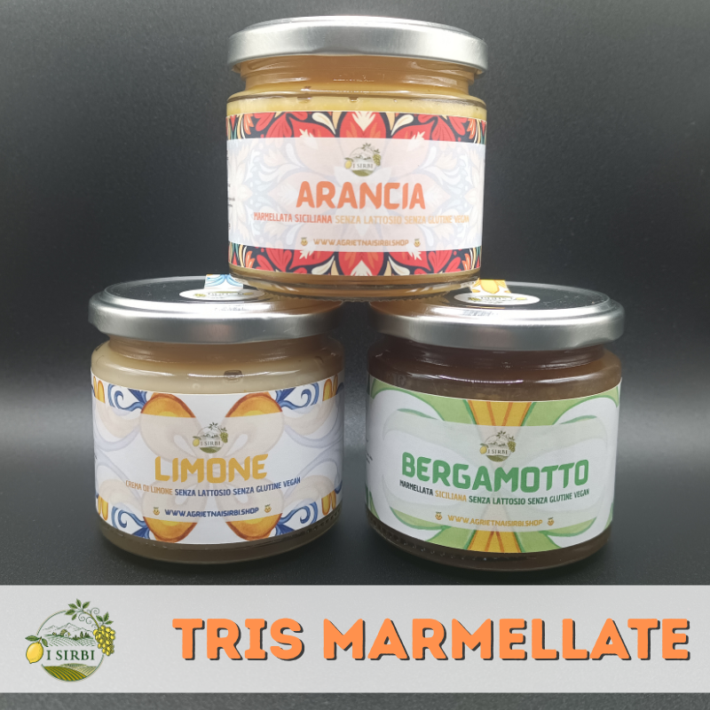 Marmellate Miste / Arancia,Bergamotto e Crema di limone 3 barattoli