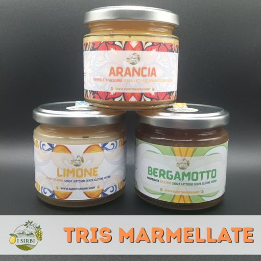 Marmellate Miste / Arancia,Bergamotto e Crema di limone 3 barattoli